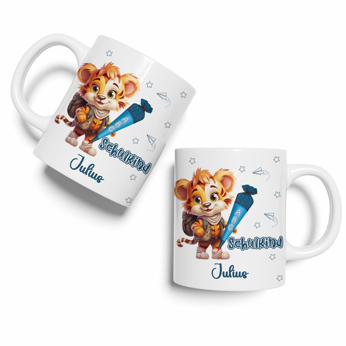 Tasse Einschulung 2025 mit Name Personalisieren - Endlich Schulkind Tiger - FOTOFOL