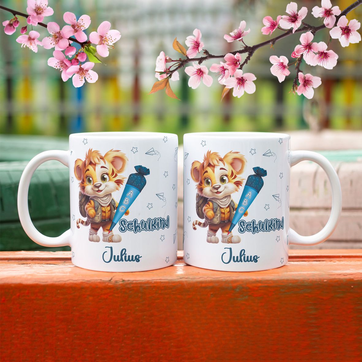Tasse Einschulung 2025 mit Name Personalisieren - Endlich Schulkind Tiger - FOTOFOL