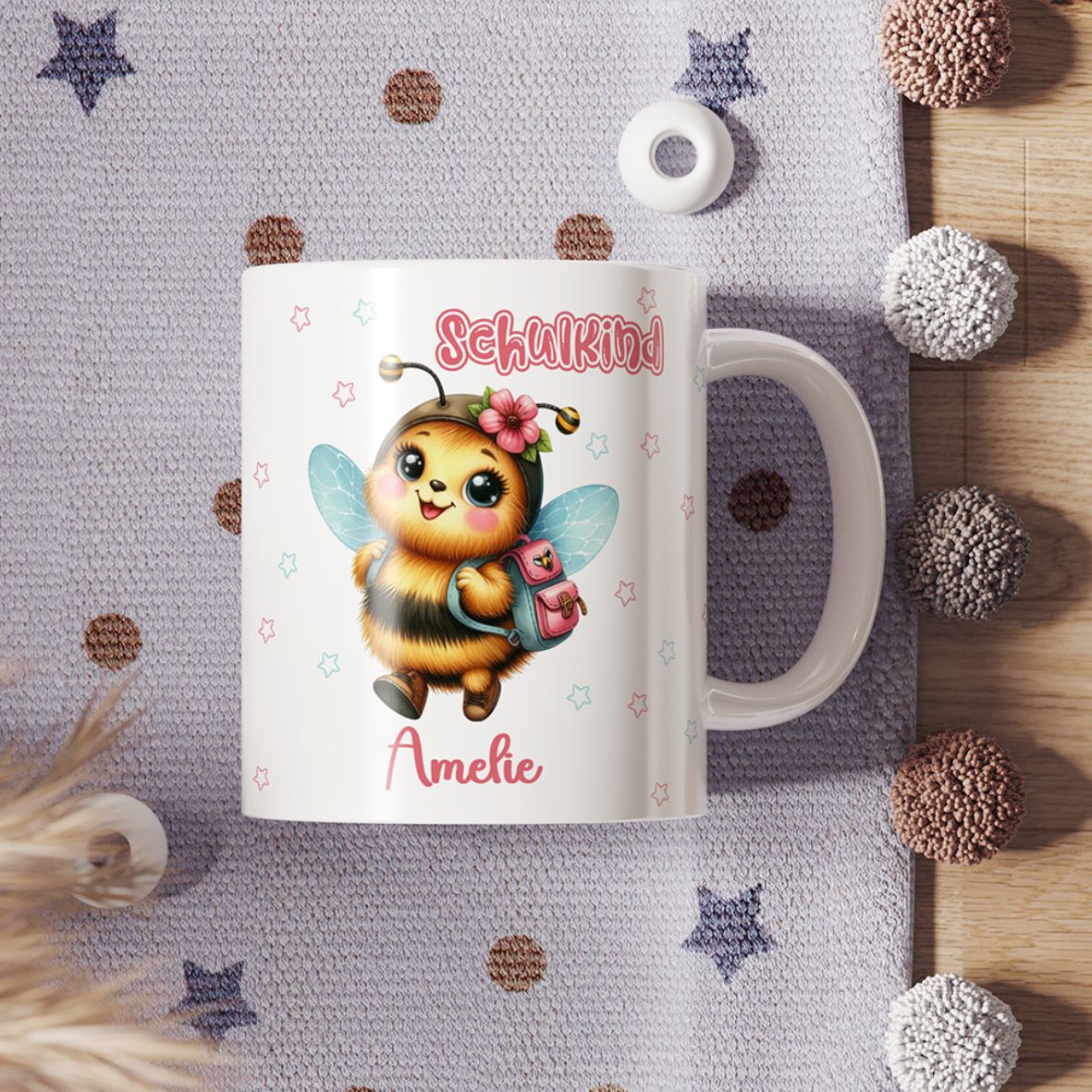 Tasse Einschulung 2025 mit Name Personalisieren - Biene - FOTOFOL