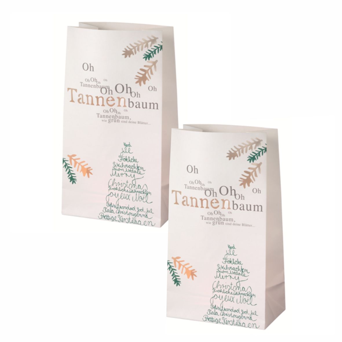 2er Set Lichttüte "Oh Tannenbaum" inkl. Teelichtgläser - Räder - FOTOFOL
