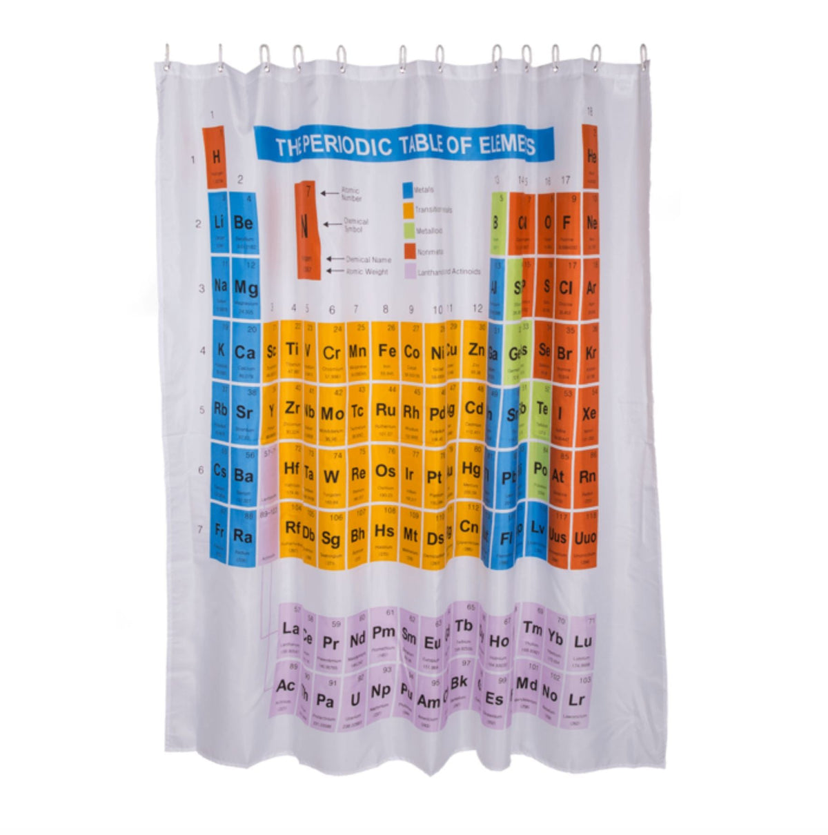 Chemie Duschvorhang Periodensystem 180x180 Cm