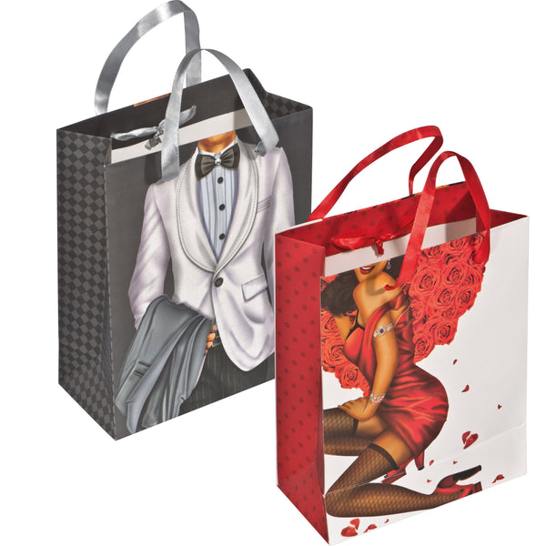 Geschenktüte Mann/Frau mit Steinchen