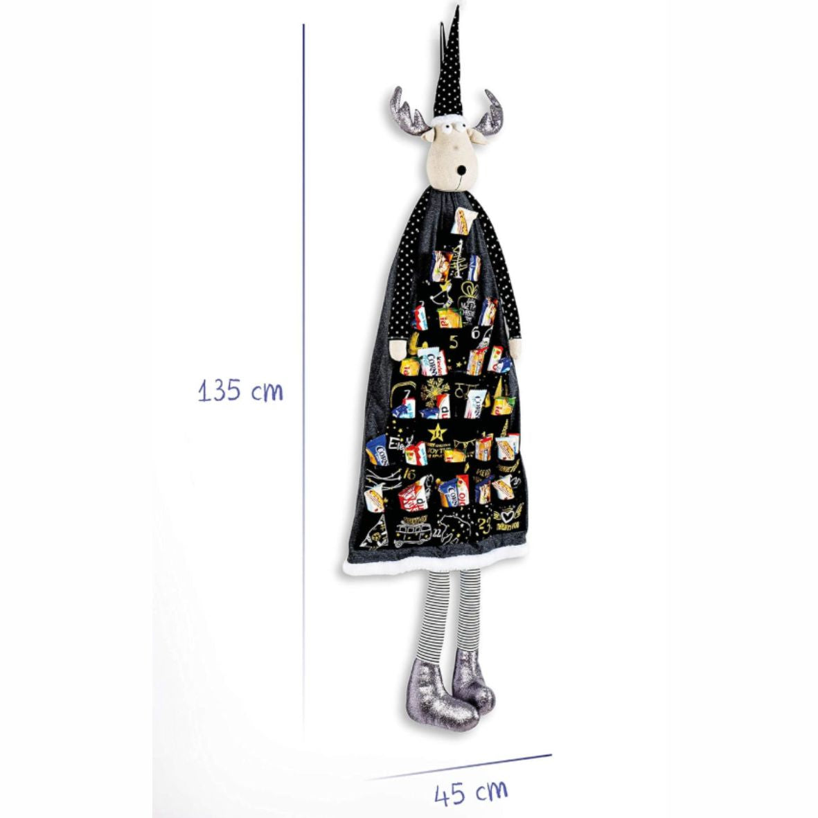 Adventskalender Elch aus Textil 44x140x13cm - FOTOFOL