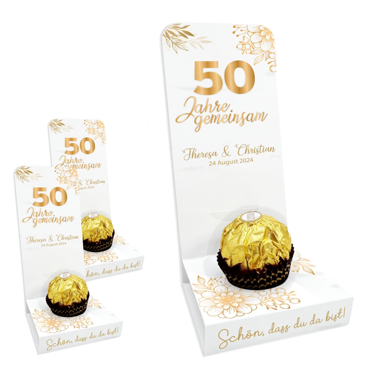 Aufsteller für Gastgeschenke personalisiert - 50 Jahre - FOTOFOL