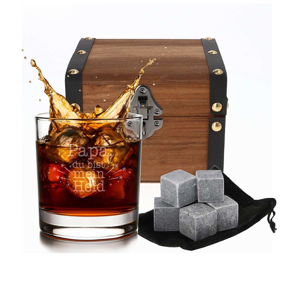 Personalisiertes Whiskey Glas "Papa, du bist mein Held" - FOTOFOL