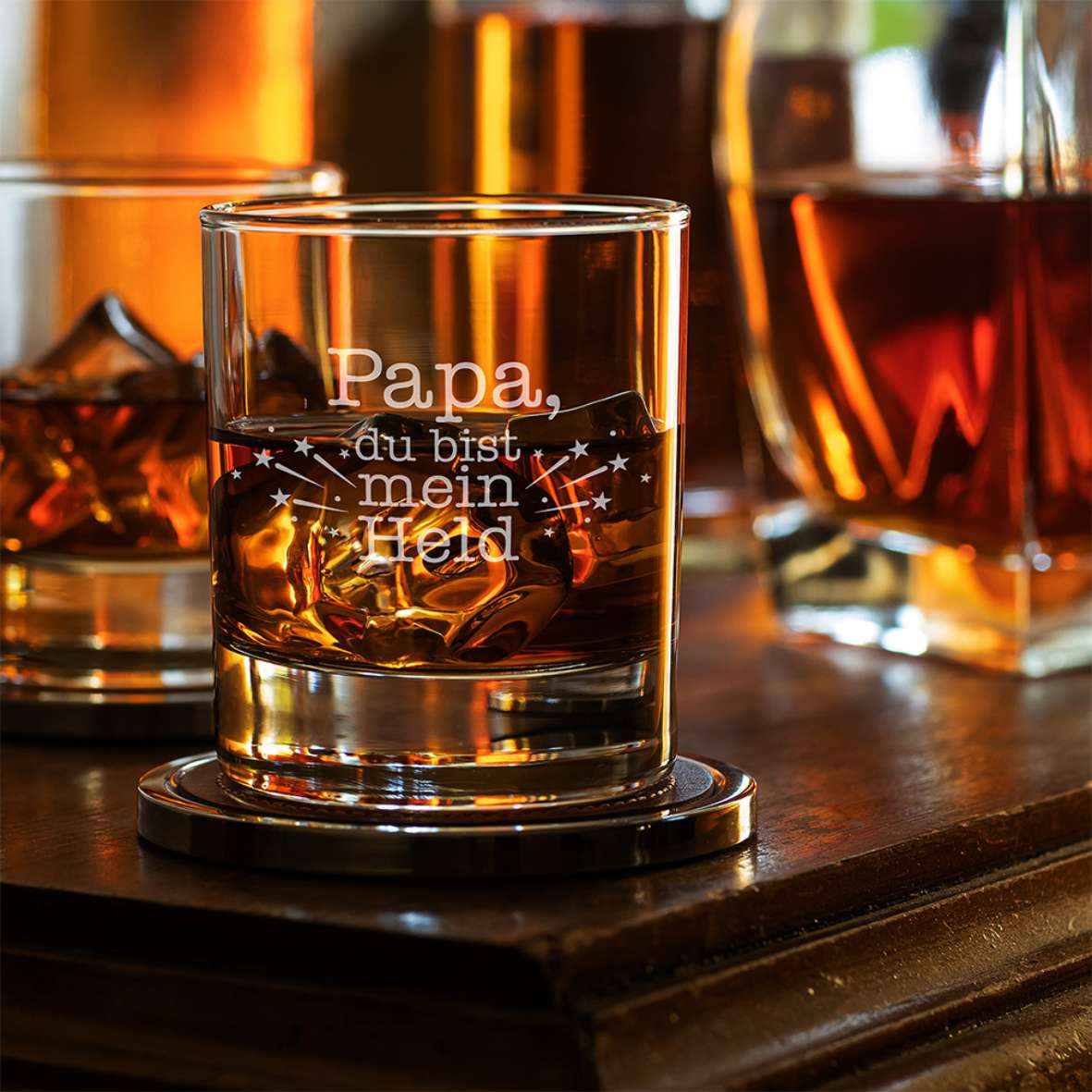 Personalisiertes Whiskey Glas "Papa, du bist mein Held" - FOTOFOL