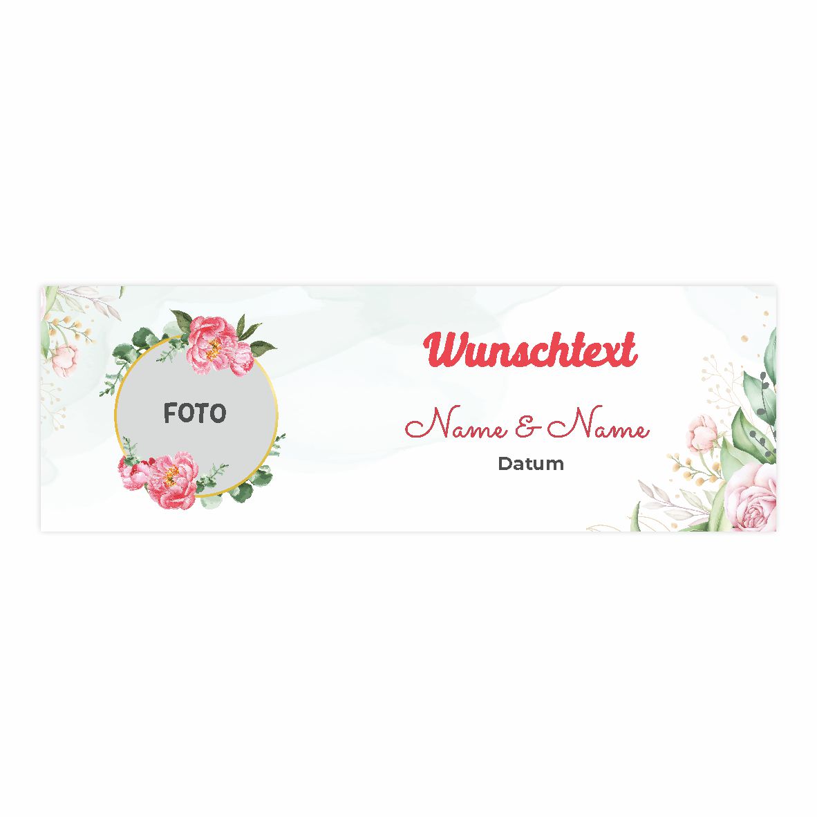 Hochzeit Banner "Rosen" mit Foto, Namen, Datum und Wunschtext - FOTOFOL