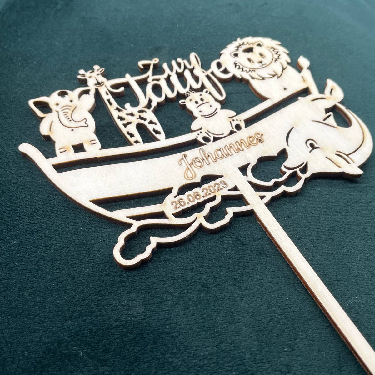 CAKE TOPPER Taufe "Arche Noah" mit Wunschname und Datum personalisiert - Tortendeko & Kuchendeko - FOTOFOL