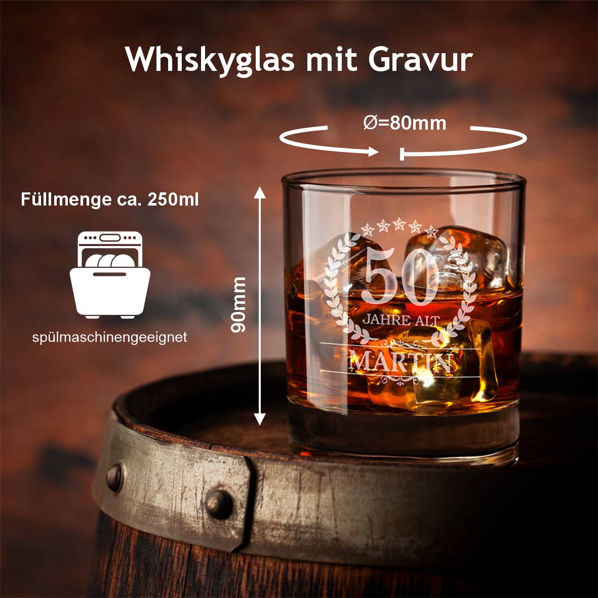 Personalisiertes Whiskey Glas mit Name und Jahre - FOTOFOL