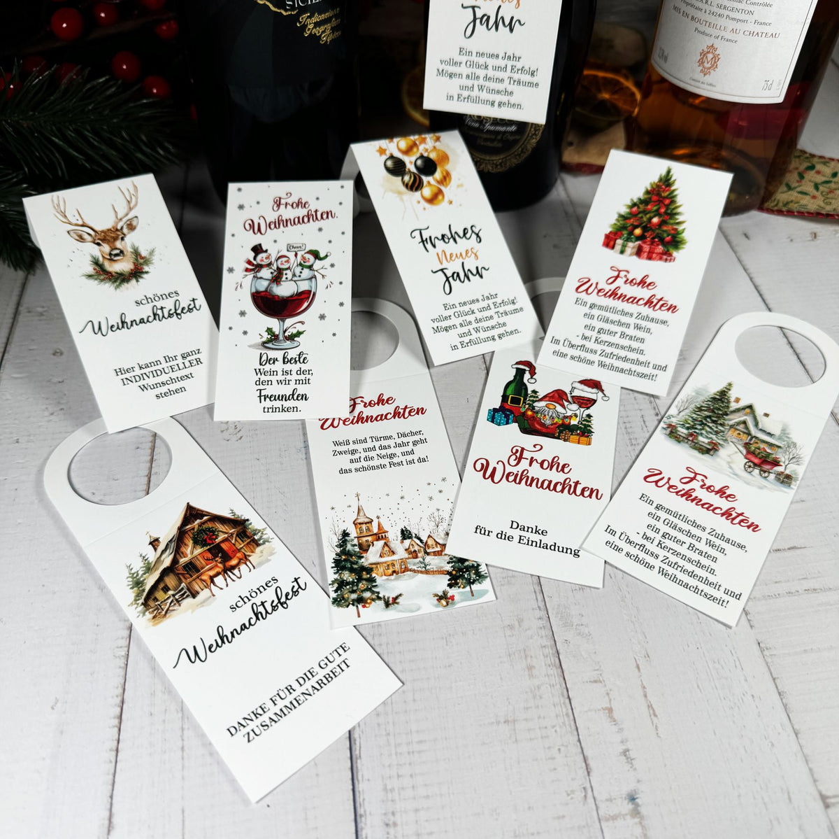 Flaschenanhänger für Weihnachten und Silvester - FOTOFOL