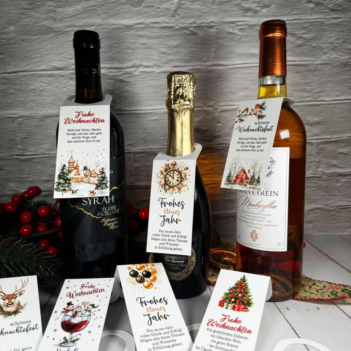 Flaschenanhänger für Weihnachten und Silvester - FOTOFOL