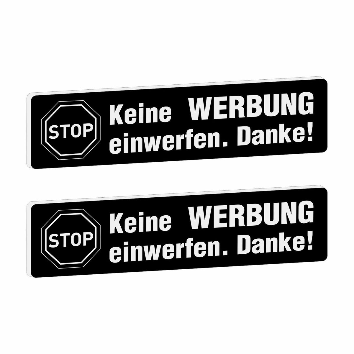 2x Bitte keine Werbung Briefkastenschild selbstklebend - Schild mit Gravur für Briefkasten - FOTOFOL