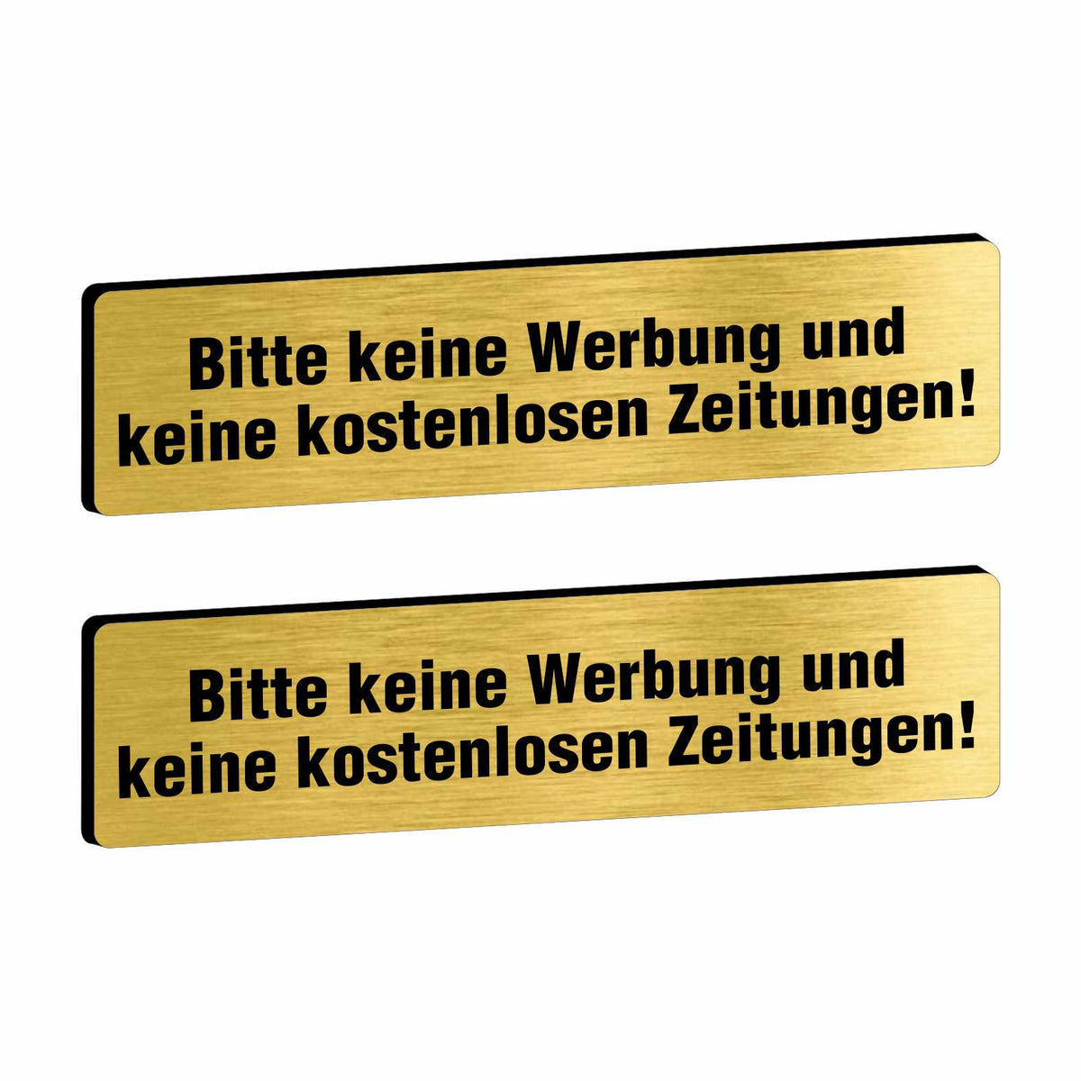 2x Bitte keine Werbung Briefkastenschild selbstklebend - Schild mit Gravur für Briefkasten - FOTOFOL