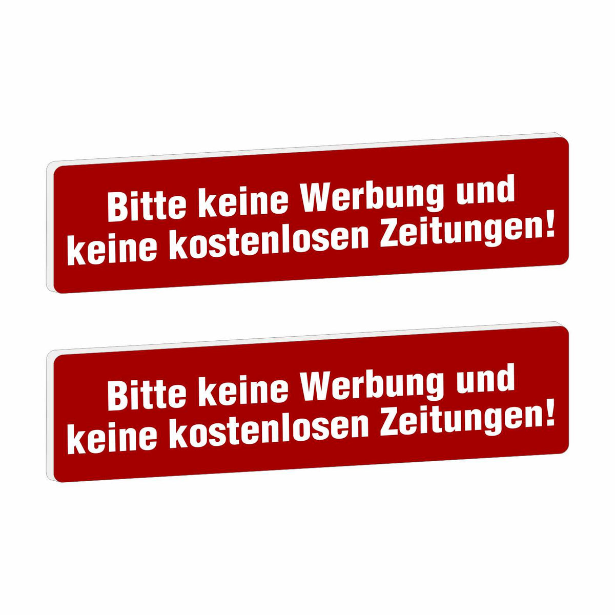 2x Bitte keine Werbung Briefkastenschild selbstklebend - Schild mit Gravur für Briefkasten - FOTOFOL