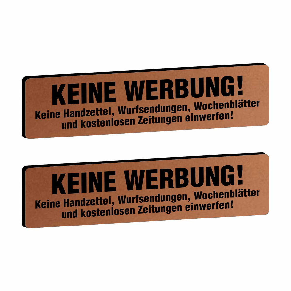2x Bitte keine Werbung Briefkastenschild selbstklebend - Schild mit Gravur für Briefkasten - FOTOFOL