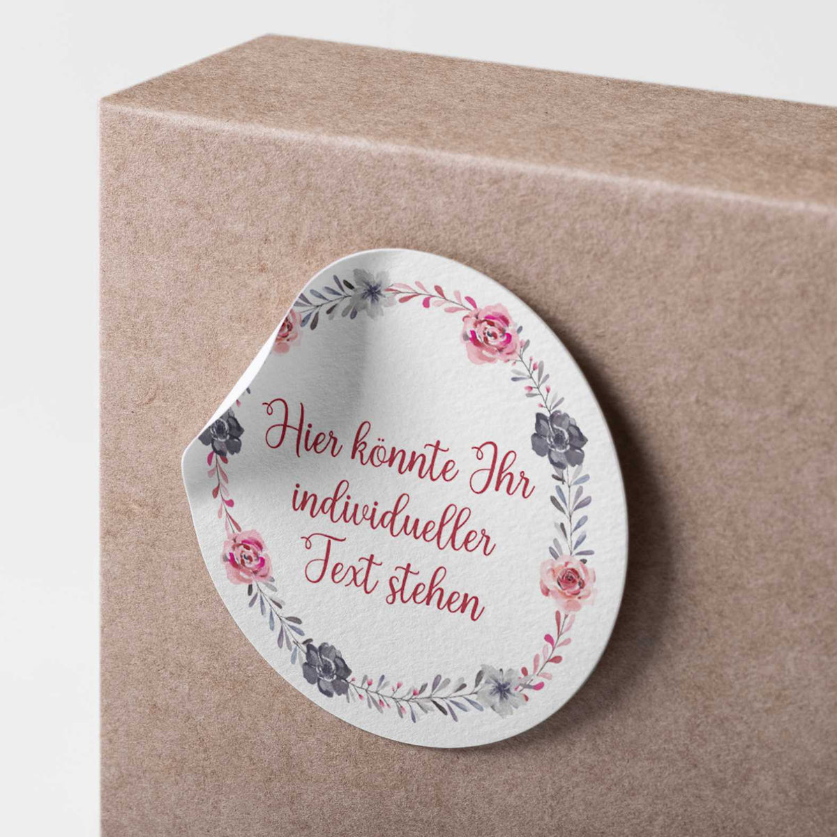 Personalisierte Aufkleber "Rosa Blau Blumenkranz"- 24 Stück - 4,5cm - FOTOFOL