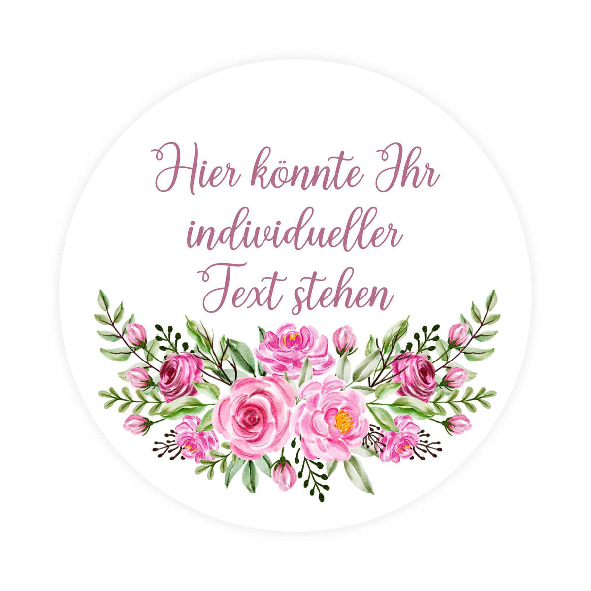 Personalisierte Aufkleber "Rosa Rosen"- 24 Stück - 4,5cm - FOTOFOL