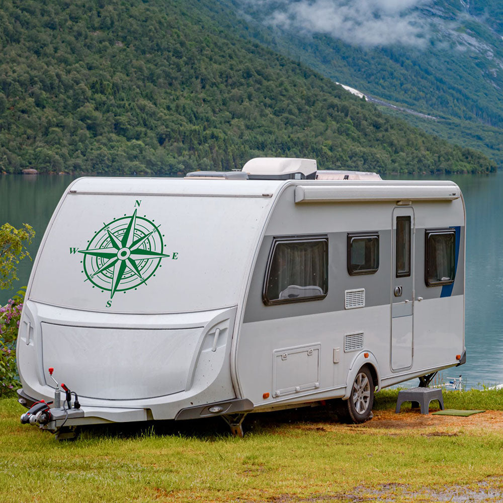 Aufkleber Kompass Windrose - Aufkleber für Camper, Wohnmobil, Wohnwagen Fahrzeuge Karosserie - Offroad Sticker - Abenteuer Urlaub