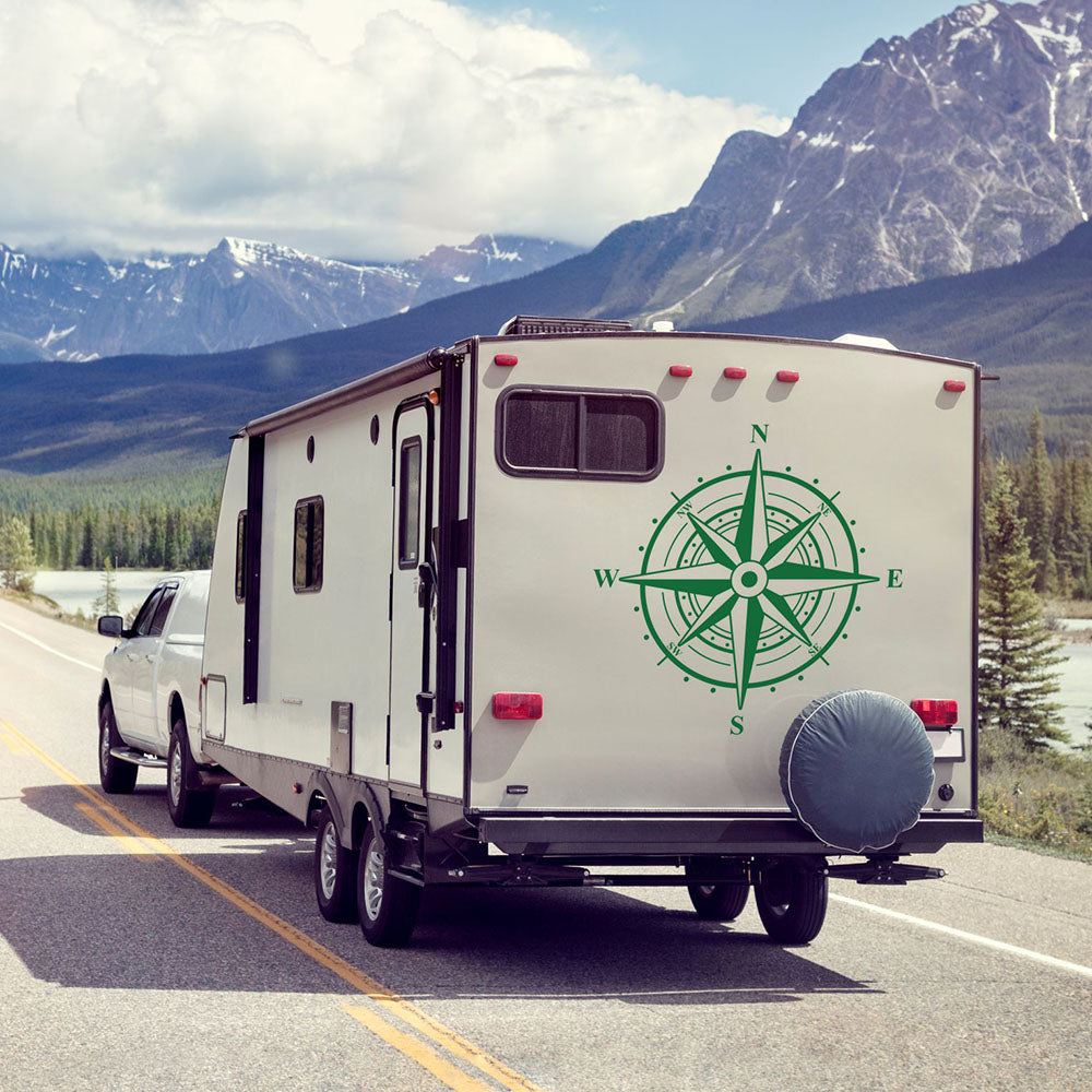 Aufkleber Kompass Windrose - Aufkleber für Camper, Wohnmobil, Wohnwagen Fahrzeuge Karosserie - Offroad Sticker - Abenteuer Urlaub