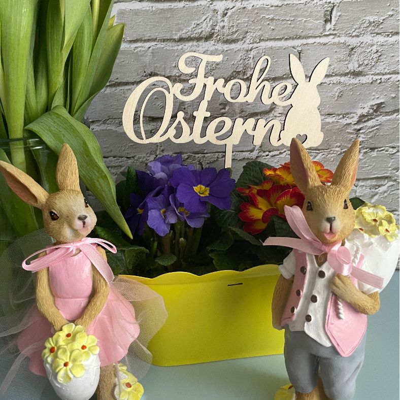 CAKE TOPPER Frohe Ostern Hase aus Holz - FOTOFOL