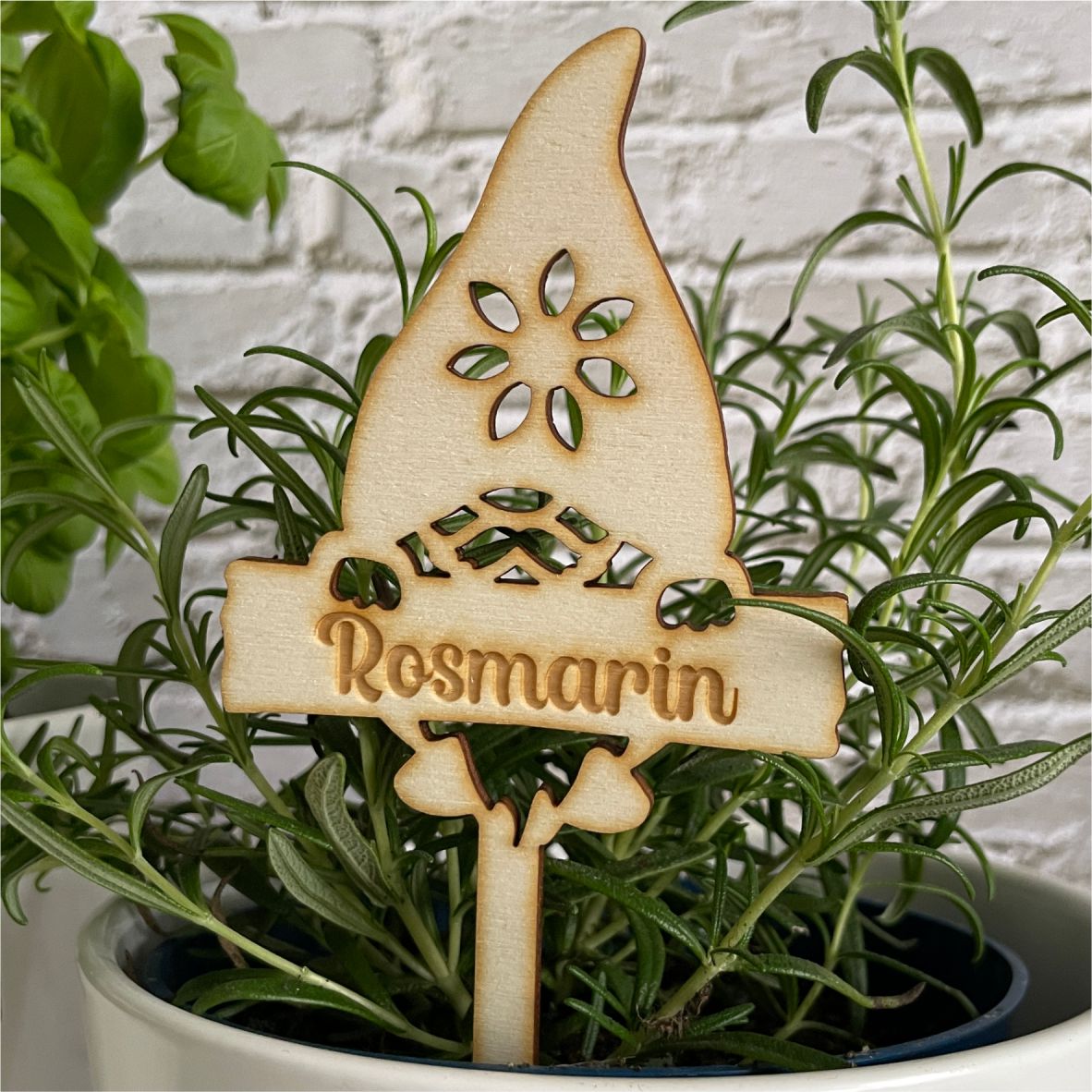 Kräuterschild Kräuterstecker 6er-Set aus Holz - Kräutername personalisiert - Pflanzstecker, Gartenstecker für Kräuter - FOTOFOL