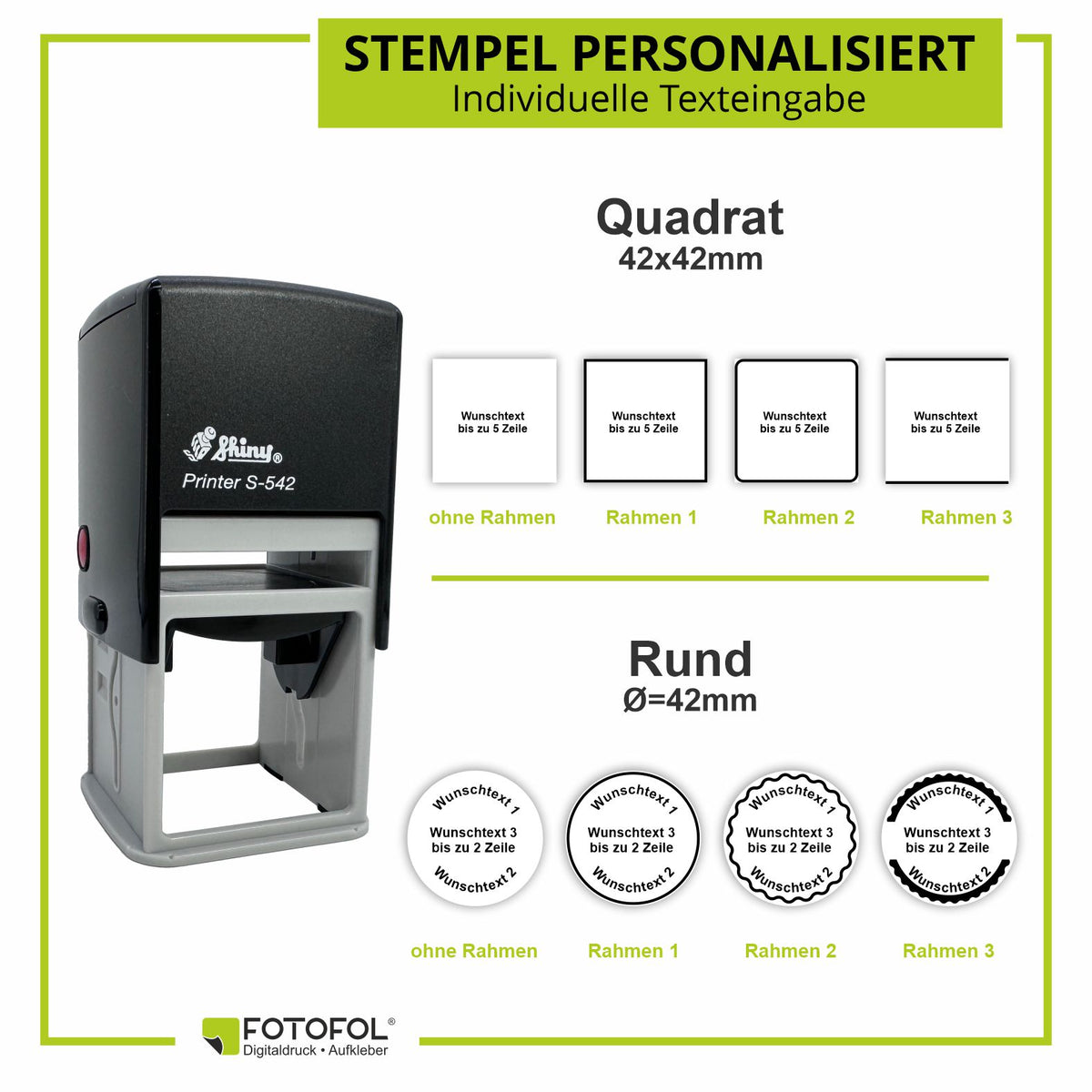 Personalisierter Stempel 42x42mm - FOTOFOL