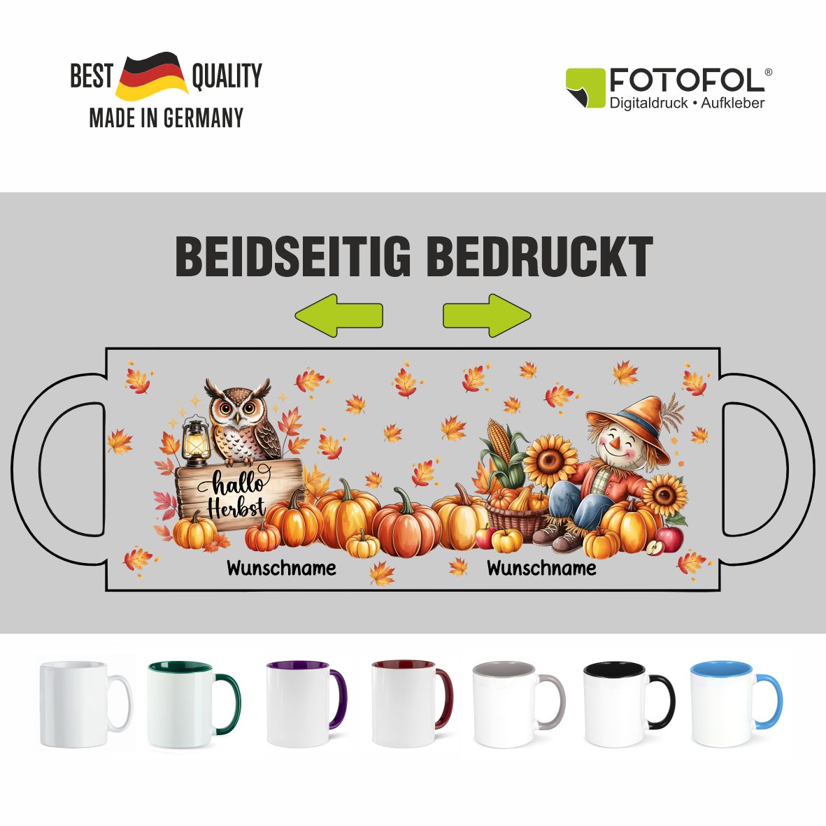 Fotofol - Personalisierte Tassen für den Herbst: Gestalten Sie Ihre Tasse mit Namen und bringen Sie Gemütlichkeit in jeden Morgen! Ideal als Geschenk.