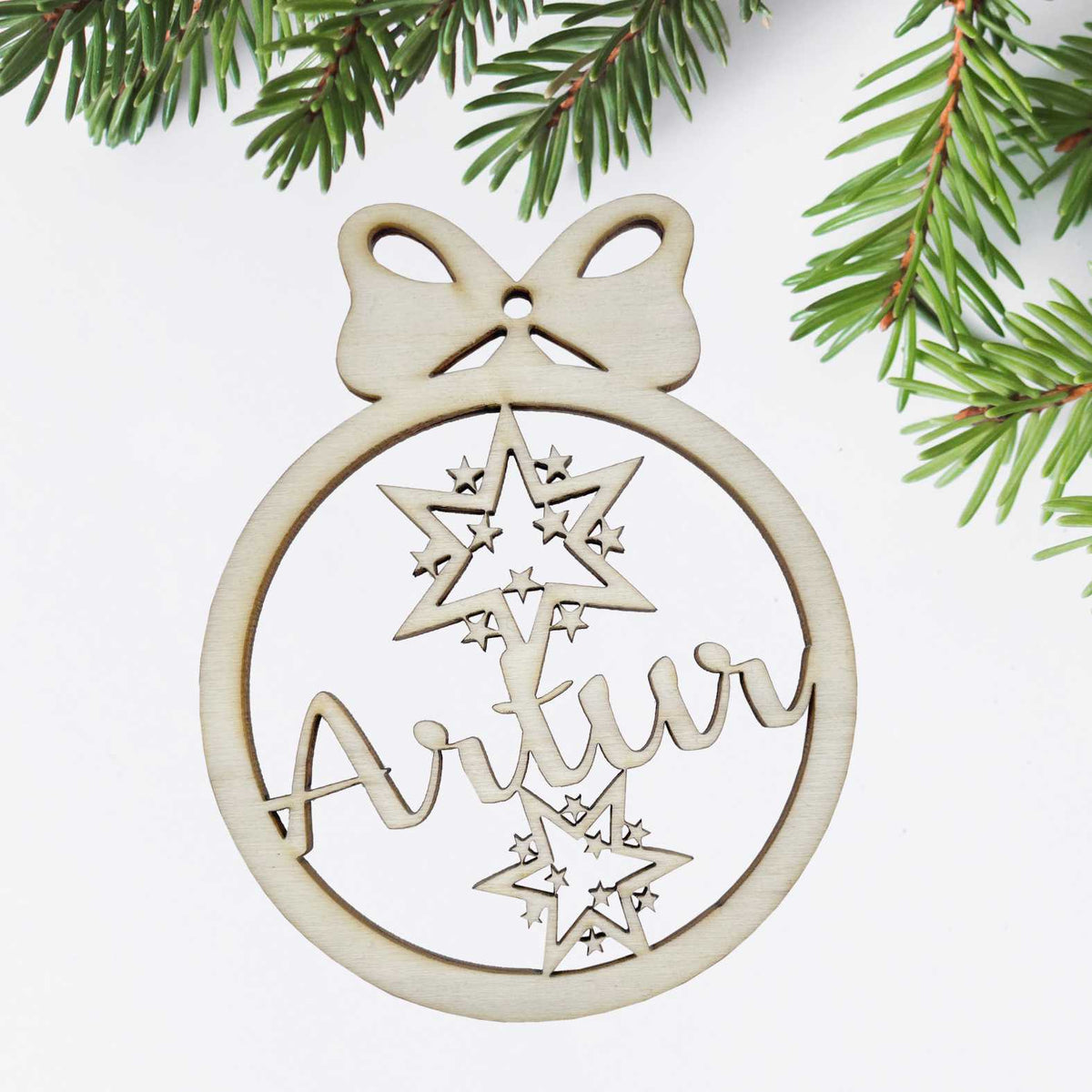 FOTOFOL Personalisierte Weihnachtskugeln aus Holz | Christbaumkugeln mit Namen | Schmücken Sie Ihren Baum mit bezaubernden Weihnachtskugeln aus Holz | Gestalte deine personalisierten Weihnachtskugeln ganz einfach selbst und schaffe so eine bleibende Erinnerung