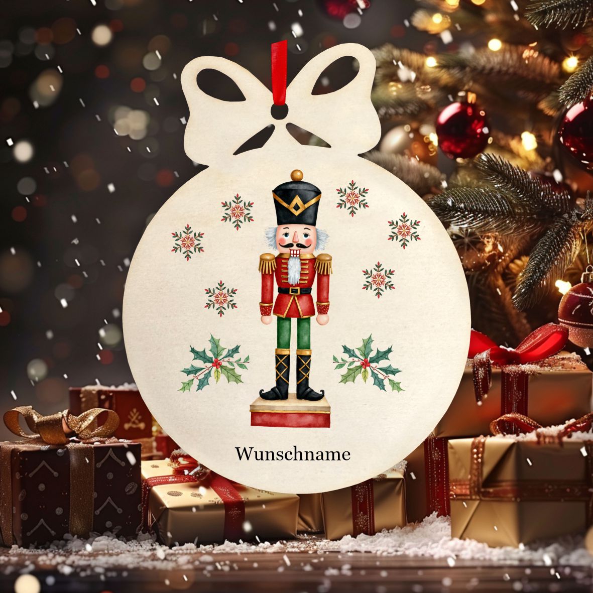 Personalisierte bunte Holz-Weihnachtskugeln - Nussknacker - FOTOFOL