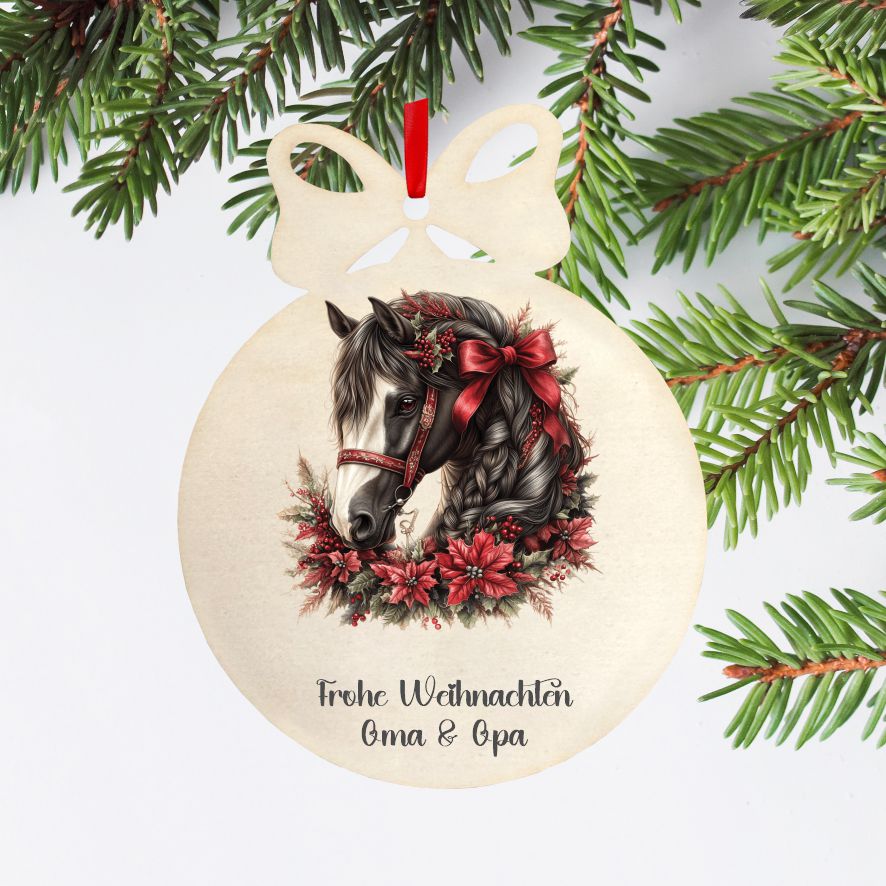 Personalisierte bunte Holz-Weihnachtskugeln -Pferd - FOTOFOL