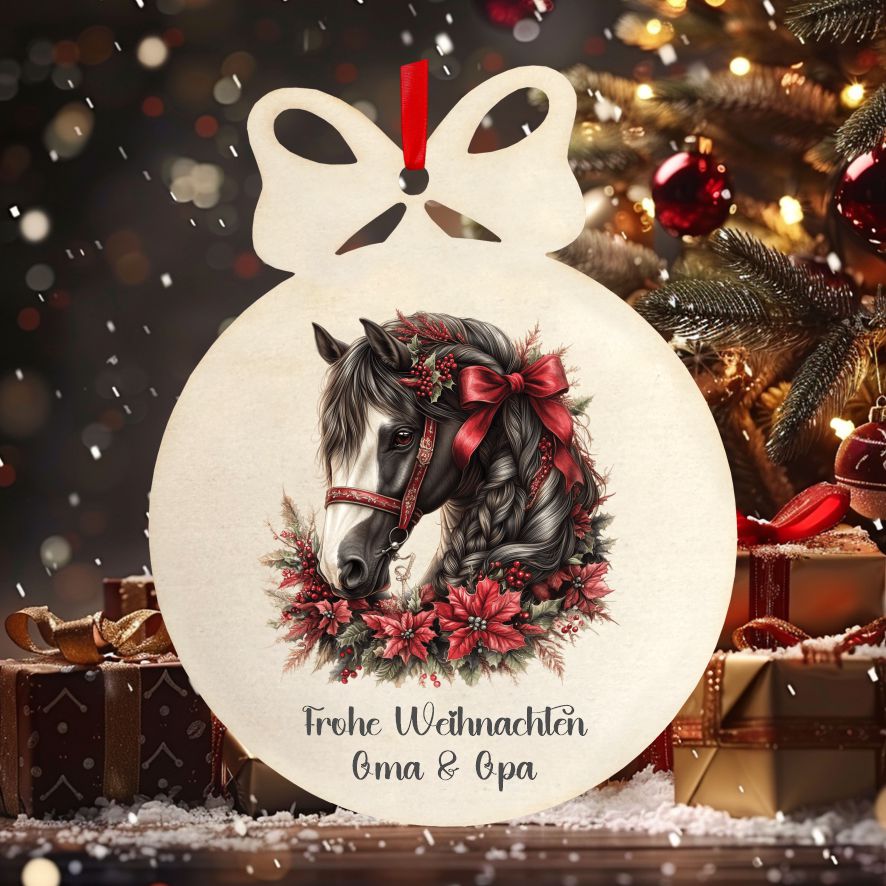 Personalisierte bunte Holz-Weihnachtskugeln -Pferd - FOTOFOL