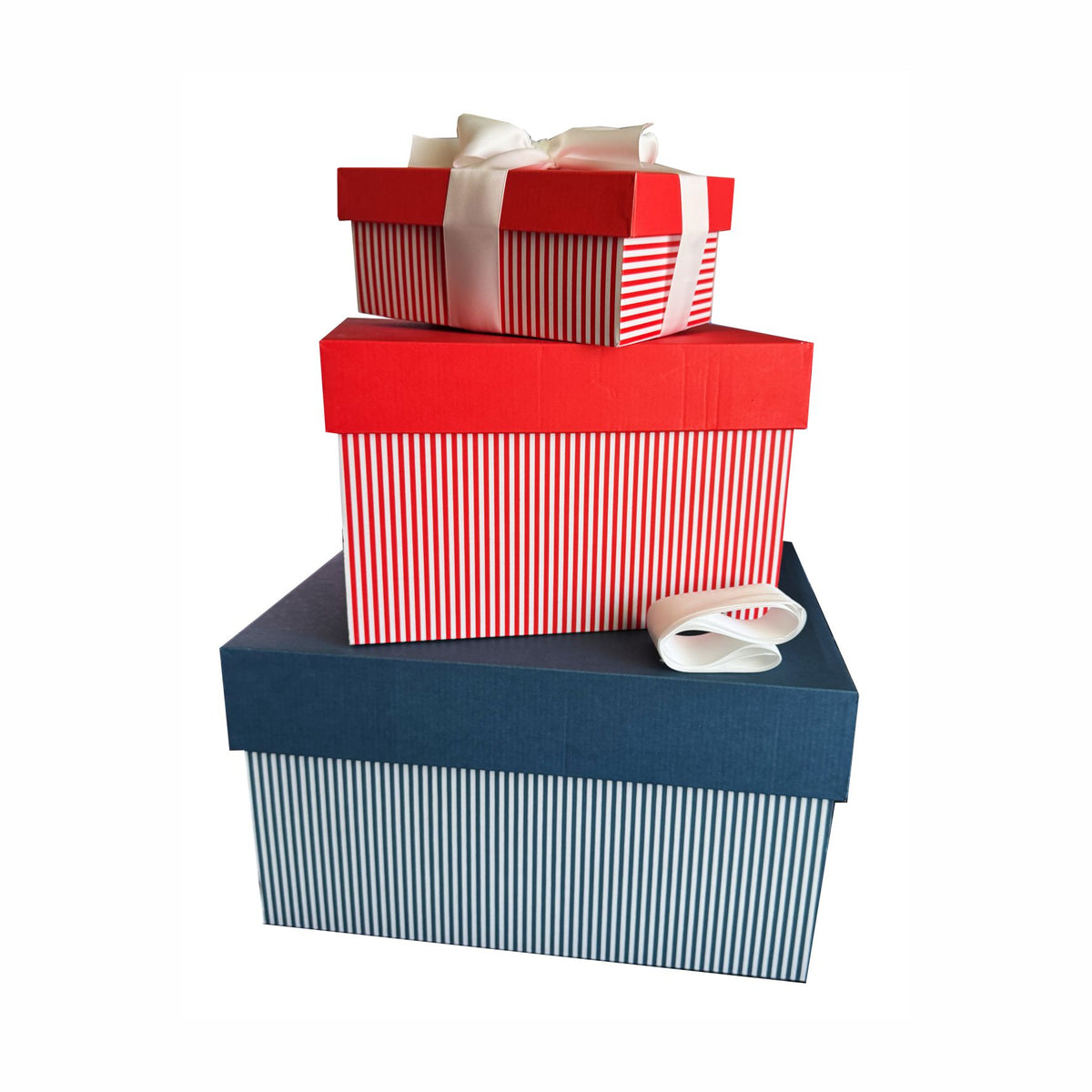 FOTOFOL - 3er Set Geschenkboxen – in Klein, Medium und Groß mit Deckel und weißer Schleife | Perfekte Geschenkverpackung | Ideal für Geschenke 