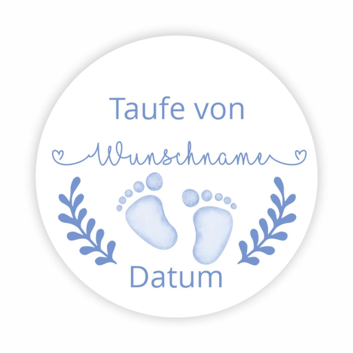 Personalisierte Aufkleber Taufe "Junge" mit Namen und Datum - 24 Stück - 4,5cm - FOTOFOL
