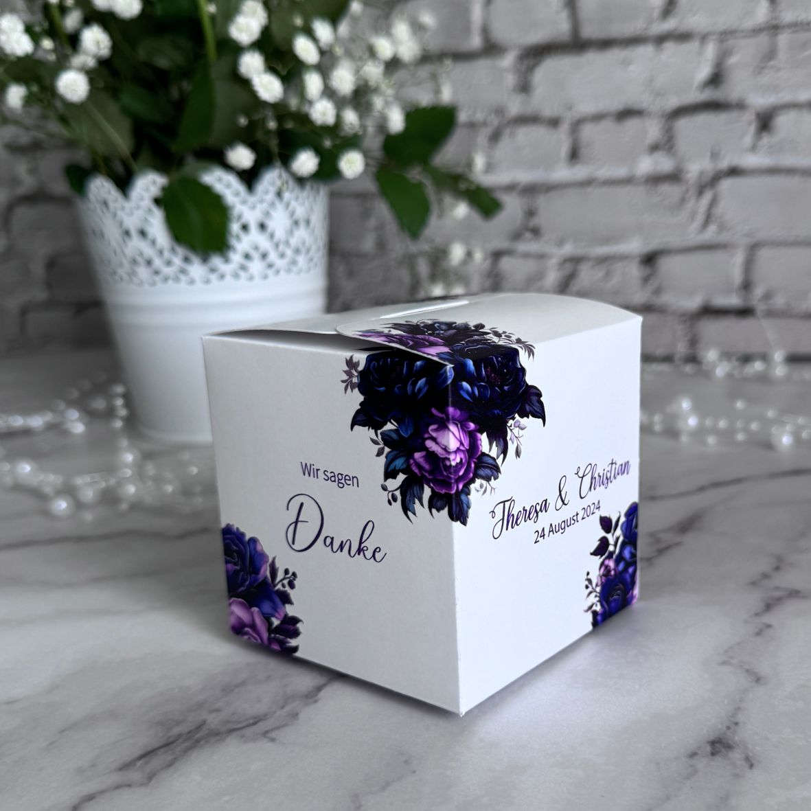 Geschenkbox personalisiert - Lila Rosen - FOTOFOL