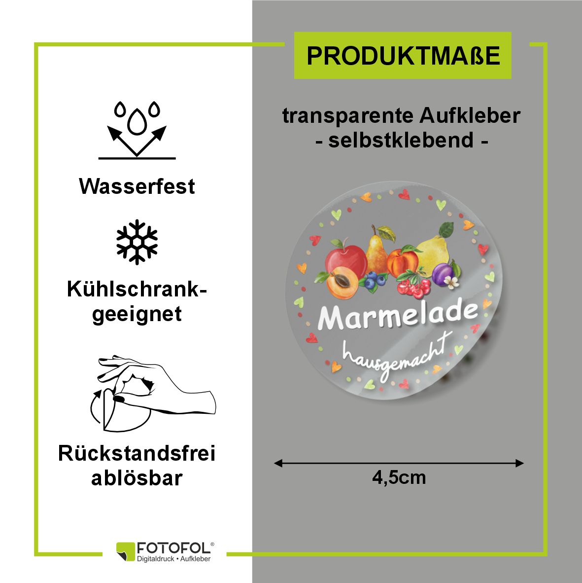 transparente Aufkleber Marmelade - selbstklebende Etiketten für Marmeladengläser - FOTOFOL