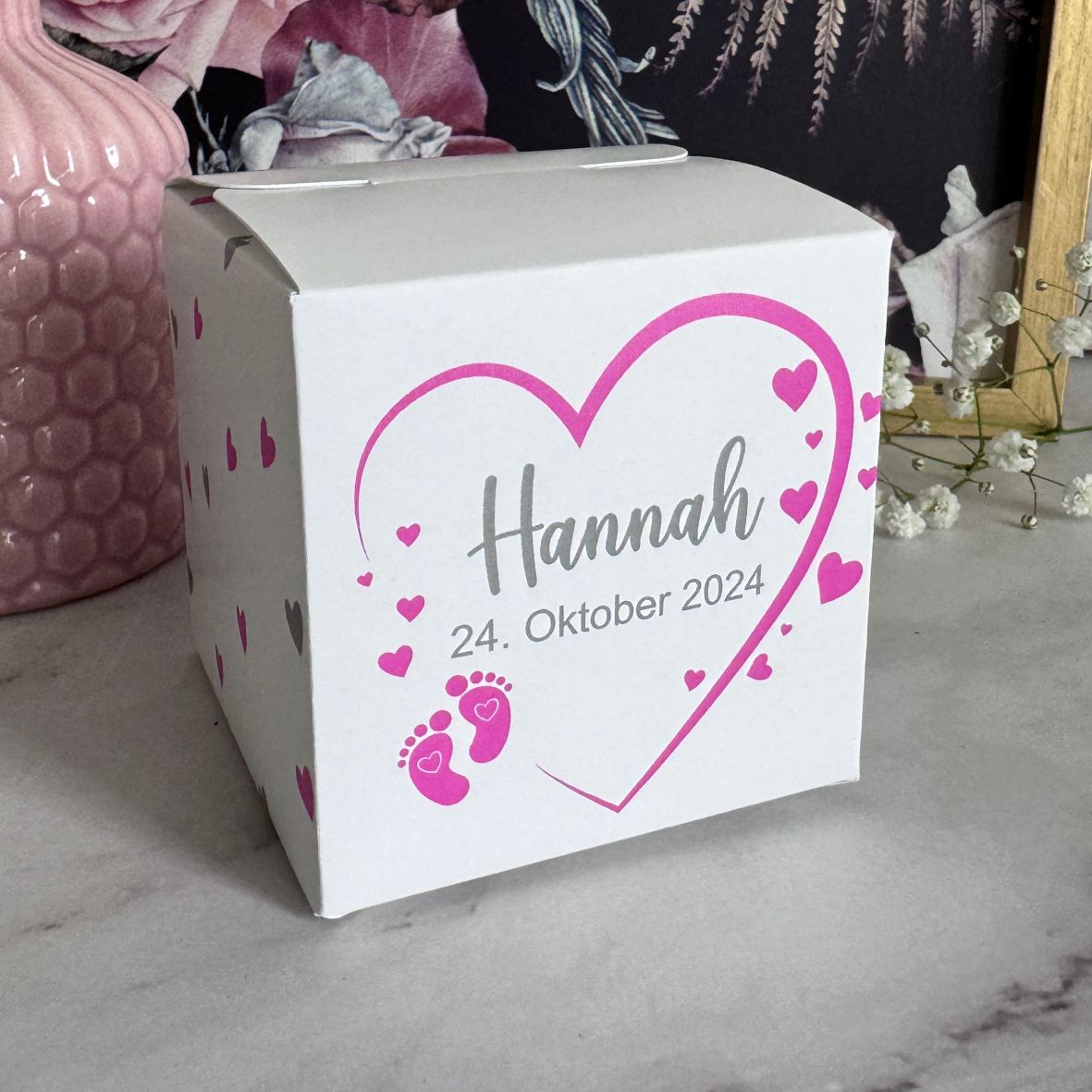 Geschenkbox personalisiert - Rosa Herz - FOTOFOL