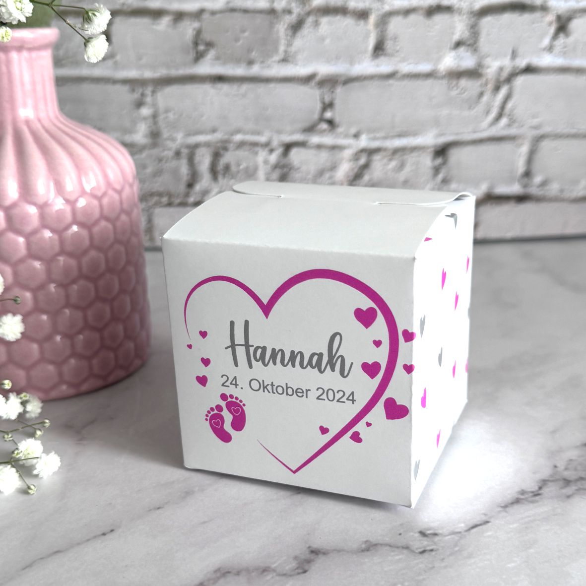 Geschenkbox personalisiert - Rosa Herz - FOTOFOL