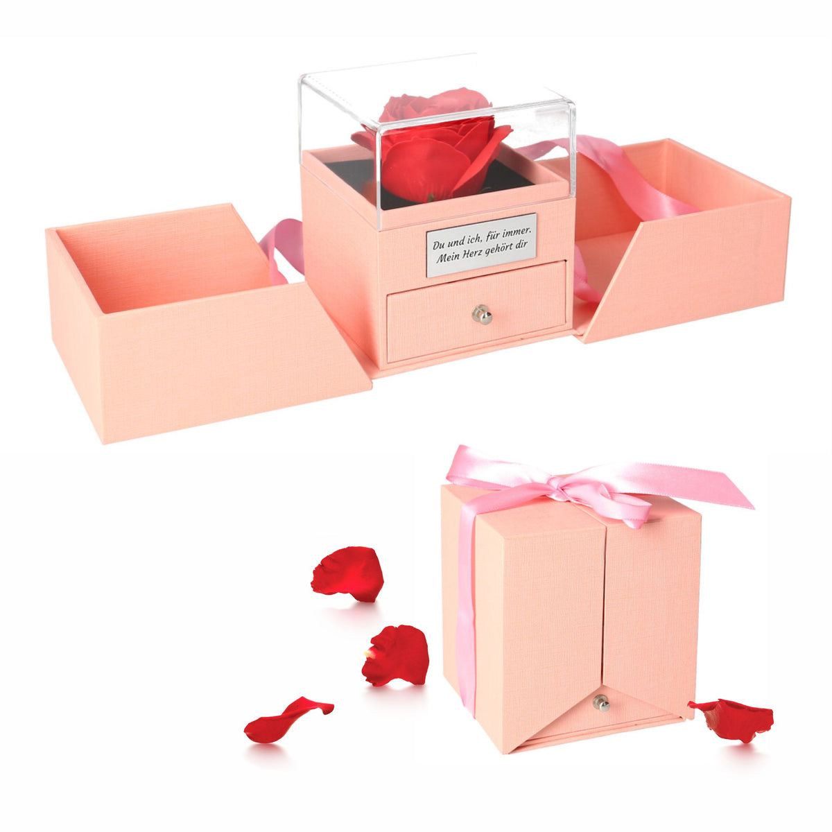 Personalisierte Rosenbox - Rose im Schmuckschatulle - FOTOFOL