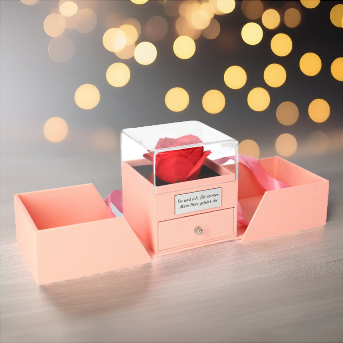 Personalisierte Rosenbox - Rose im Schmuckschatulle - FOTOFOL