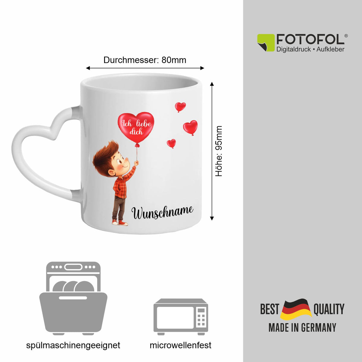 2er Set Personalisierte Tassen Liebespärchen Herzen - FOTOFOL