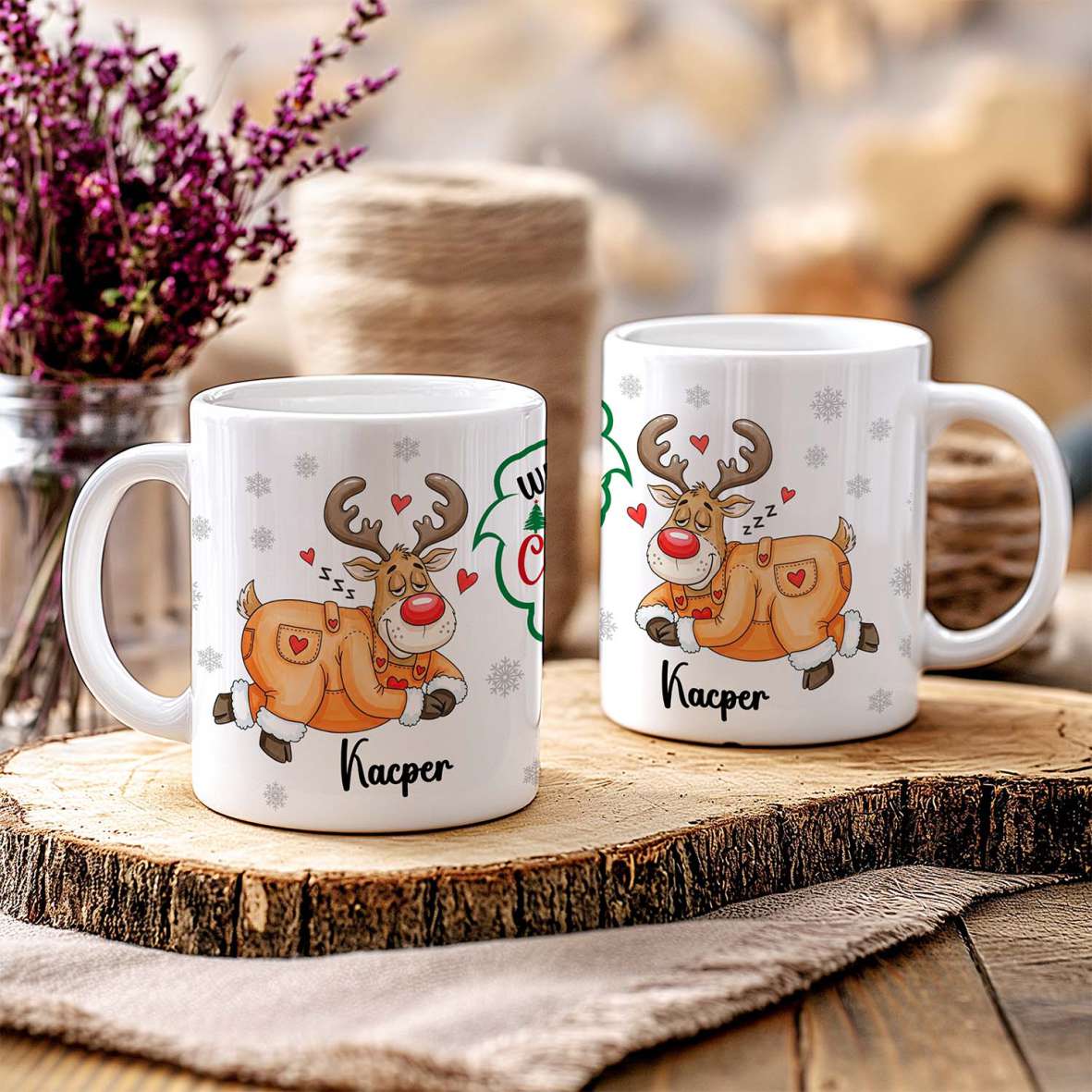 FOTOFOL - Tasse zu Weihnachten - Personalisiert mit Namen oder Wunschtext - Weihnachtstasse - Glühwein-Tasse - Geschenk-Idee für Familie und Freunde - 330ml
