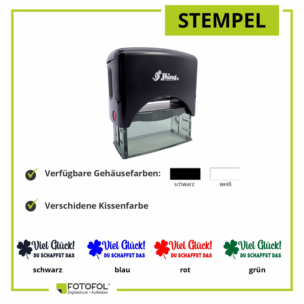 Selbstfärbender Stempel - Viel Glück du schaffst das - FOTOFOL