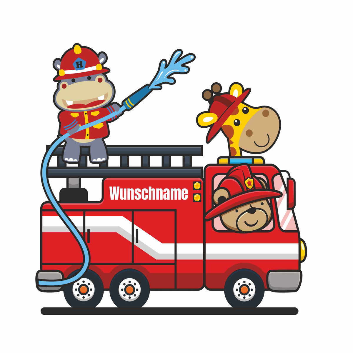 Wandtattoo Feuerwehrauto mit Wunschname - FOTOFOL