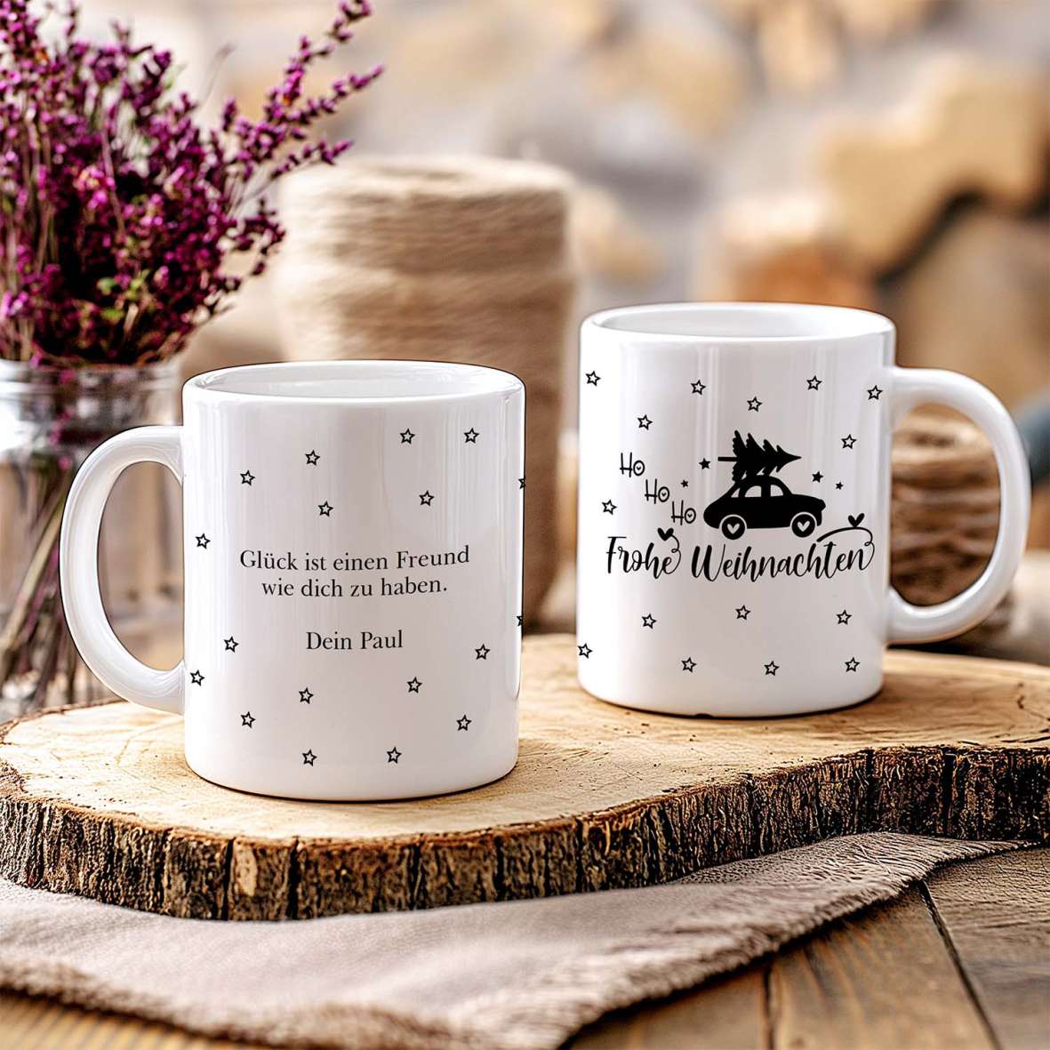 FOTOFOL - Tasse zu Weihnachten - Personalisiert mit Namen oder Wunschtext -Weihnachtstasse - Glühwein-Tasse - Geschenk-Idee für Familie und Freunde