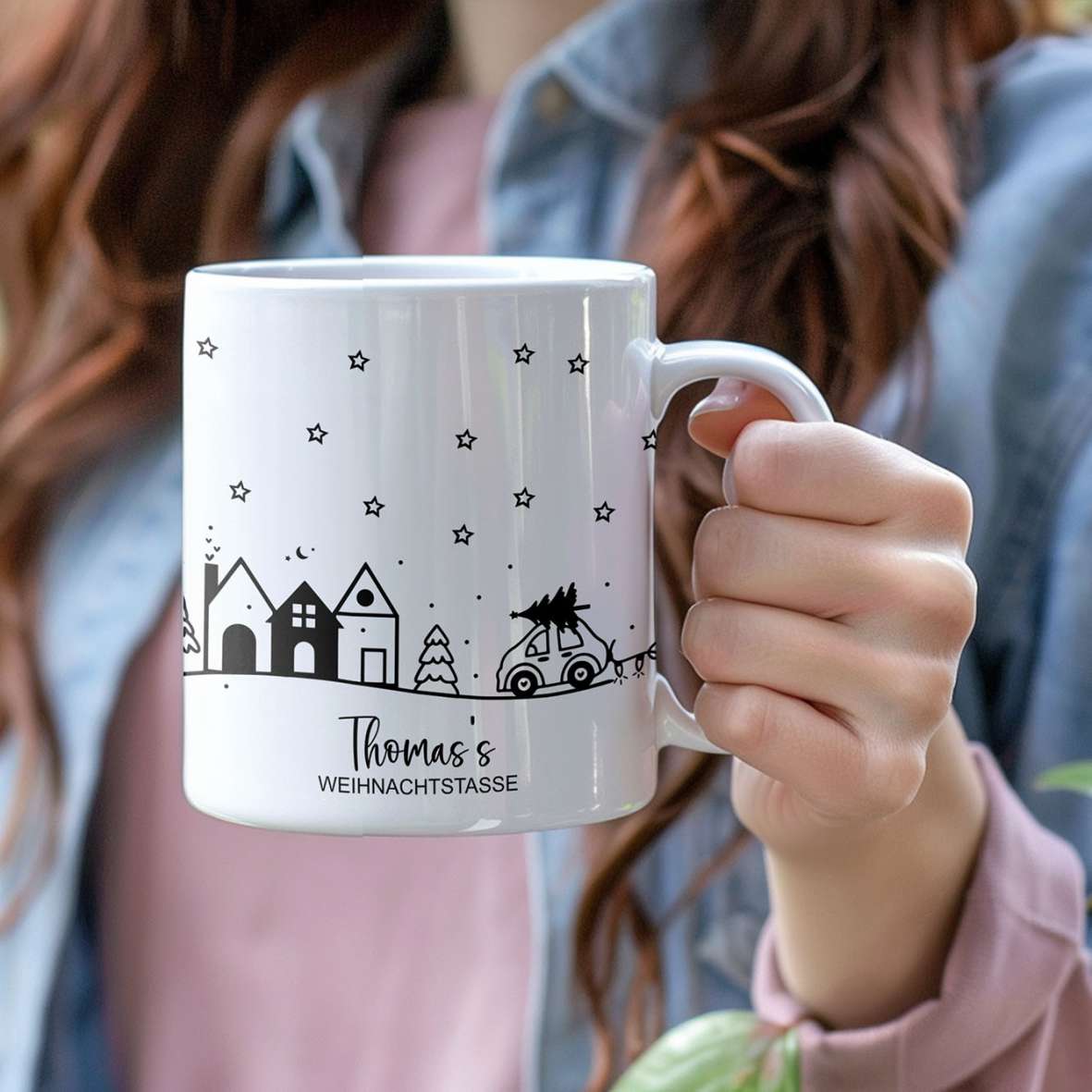 FOTOFOL - Tasse zu Weihnachten - Personalisiert mit Namen oder Wunschtext - Weihnachtstasse - Glühwein-Tasse - Geschenk-Idee für Familie und Freunde - 330ml