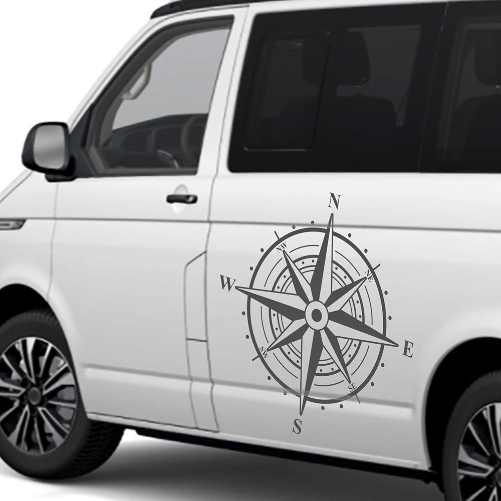 Aufkleber Kompass Windrose - Aufkleber für Camper, Wohnmobil, Wohnwagen Fahrzeuge Karosserie - Offroad Sticker - Abenteuer Urlaub