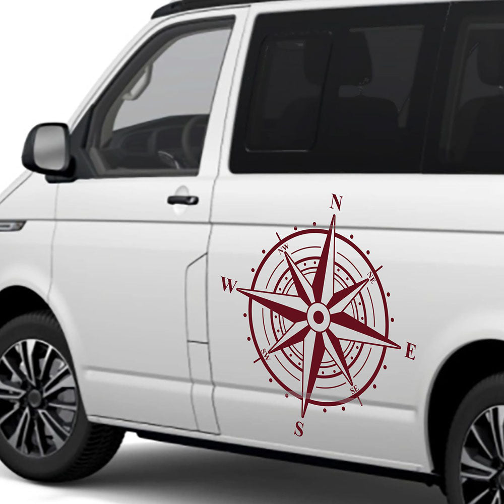 Aufkleber Kompass Windrose - Aufkleber für Camper, Wohnmobil, Wohnwagen Fahrzeuge Karosserie - Offroad Sticker - Abenteuer Urlaub