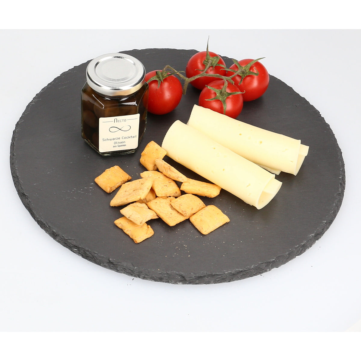 Runde Schieferplatten im Set – 30/40 cm – Natur-Servierplatten für Käse, Sushi & BBQ – gravierbar - FOTOFOL