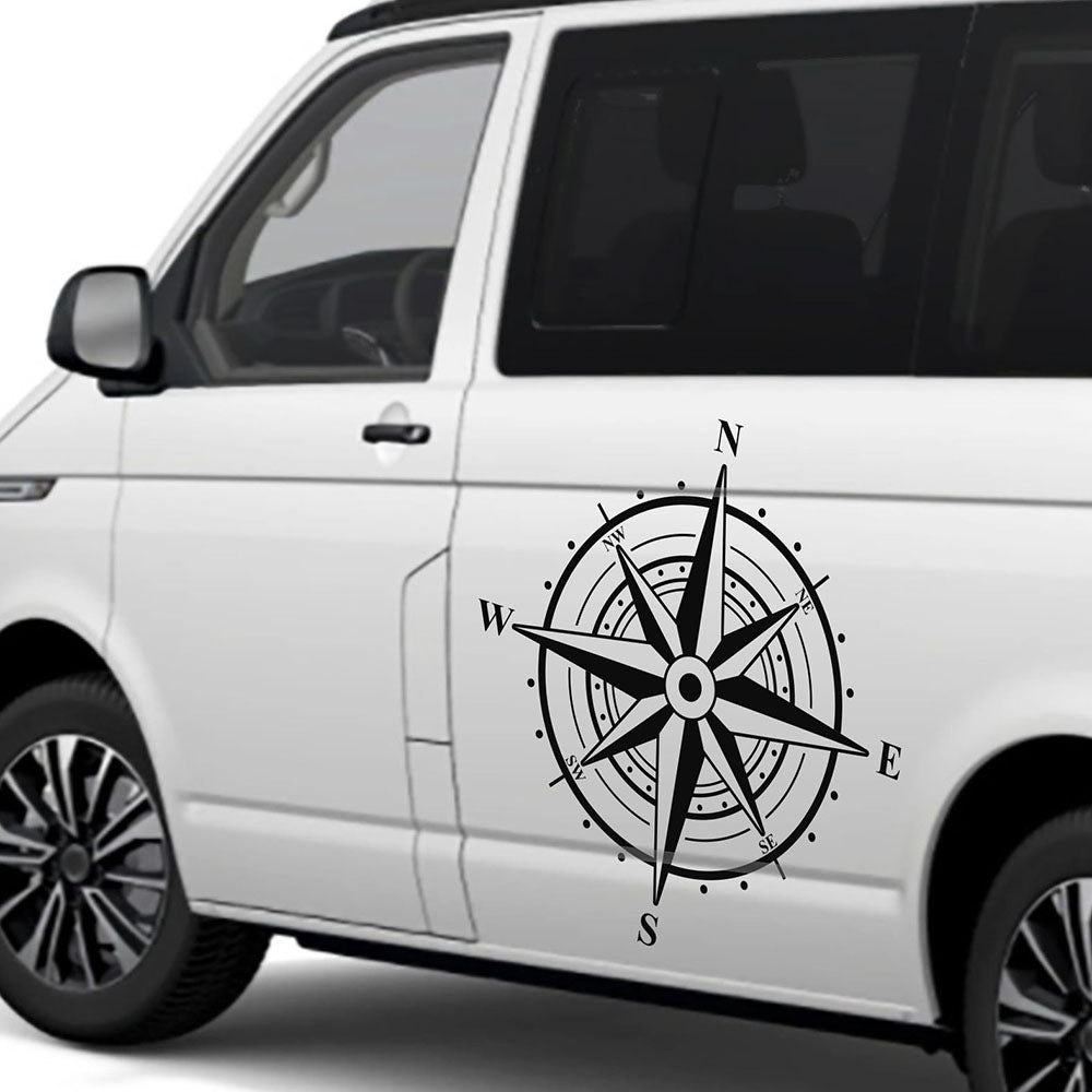 Aufkleber Kompass Windrose - Aufkleber für Camper, Wohnmobil, Wohnwagen Fahrzeuge Karosserie - Offroad Sticker - Abenteuer Urlaub