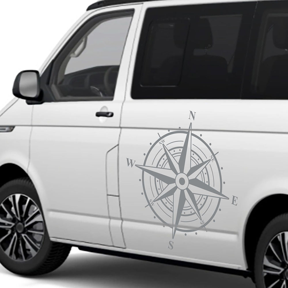 Aufkleber Kompass Windrose - Aufkleber für Camper, Wohnmobil, Wohnwagen Fahrzeuge Karosserie - Offroad Sticker - Abenteuer Urlaub
